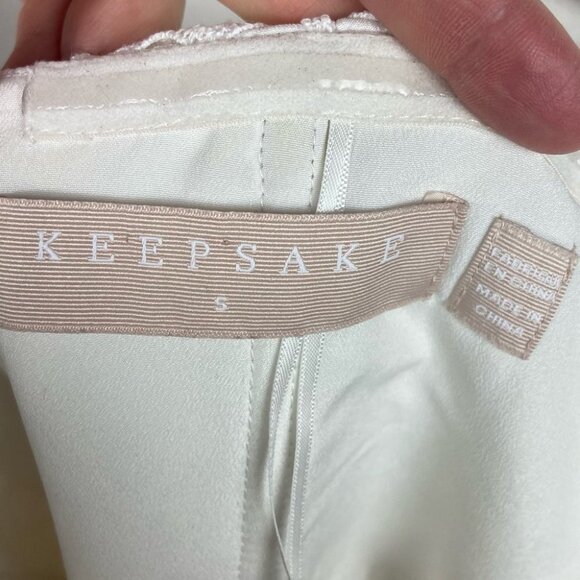 Revolve Keepsake White Eyelet Asymmetric Dress Size Small Strapless Lace Boho - Picture 4 of 10